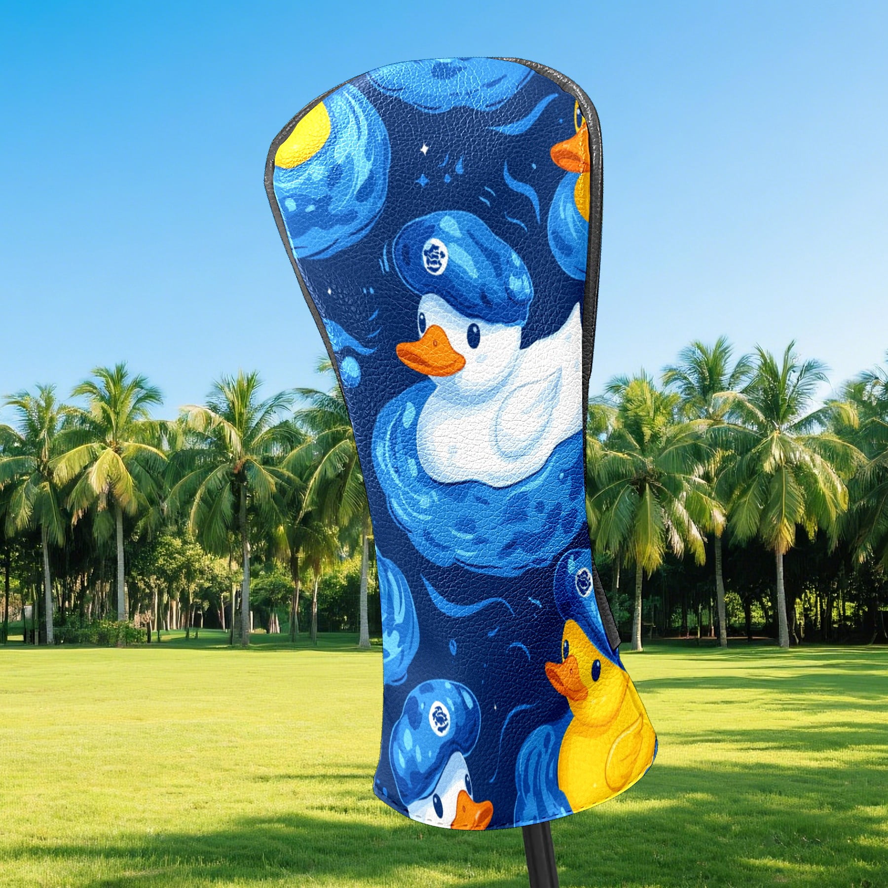 Golf Club Covers PU Leather Waterproof Head Covers for Fairway Woods Hybrids Rubber Duck