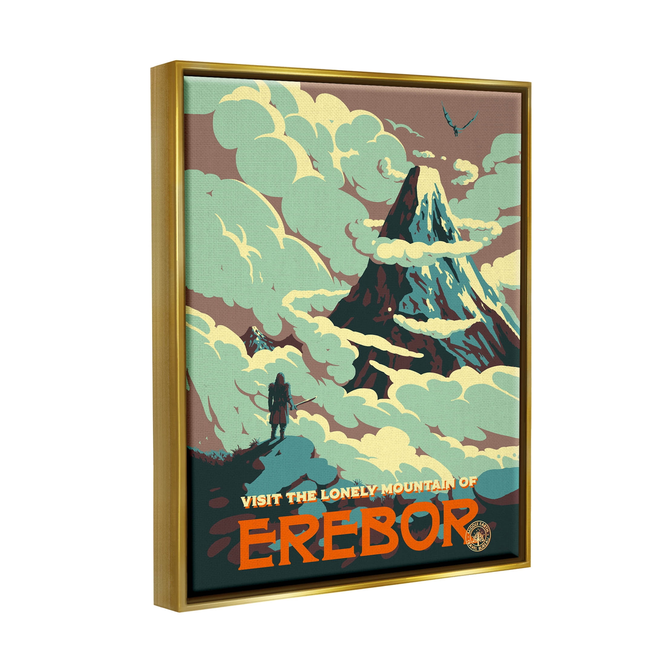 Stupell Industries Fantasy Science Fiction Erebor Mountain Graphic Art Metallic Gold Floating Framed Canvas Print Wall Art, Design by Matheus Lopes Castro