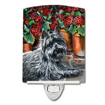 Caroline's Treasures PPP3052CNL Cairn Terrier Geraniums Ceramic Night Light, 6x4x3", multicolor