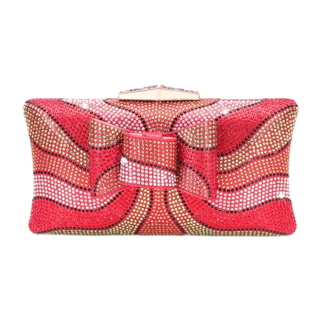 Bolso de mano de noche Strade Fareast Limited con brillantes diamantes de imitación Rojo 19 cm x 11 cm x 7 cm