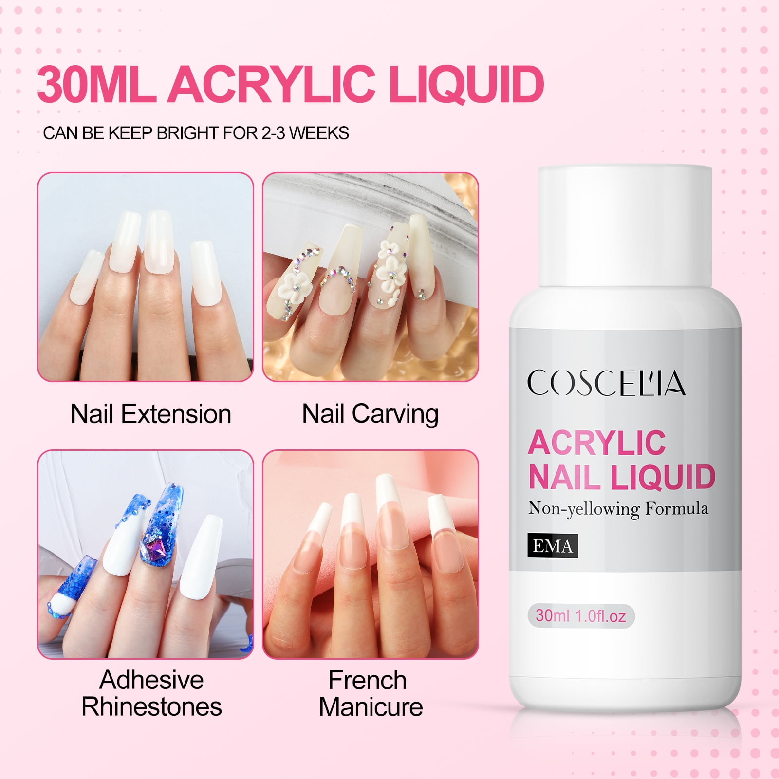 Coscelia Acrylic Nail Kit Complete Set with Drill and U V Light Acrylic Nail Kit with Everything Glitter Decoration Powder Nail Extension Gifts for Women