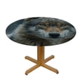 thumbnail image 3 of WYYP Round Table Cover - The Hungry Appearance of the Wolf Searching for Food, The Fierce Hunter - Full Width Single-Sided Printing - 100% Polyester Fiber White, 3 of 8