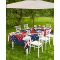 thumbnail image 3 of 4th of July Tablecloth with Umbrella Hole and Zipper American Flags Balloon Outdoor Tablecloths 60x102 Table Cloths Patriotic Stars Blue Red Stripes Patio Table Cloth Cover for Independence Day Garden, 3 of 5