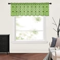 thumbnail image 3 of Sheer Valance Curtains for Kitchen Living Room Decor, Green Moroccan Pattern Geometric Semi Sheer Curtain Voile Valance Rod Pocket Window Treatment Short Curtain Panel 54"x18", 3 of 6