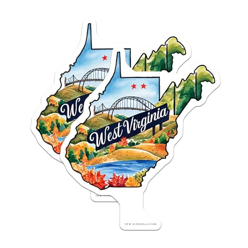 (2 Pack) West Virginia State Magnets - Travel Souvenir Magnet - West Virginia Map Fridge Magnet - 5" On Longest Side - for Cars, Fridges, Toolboxes - Made in USA - MAG6308