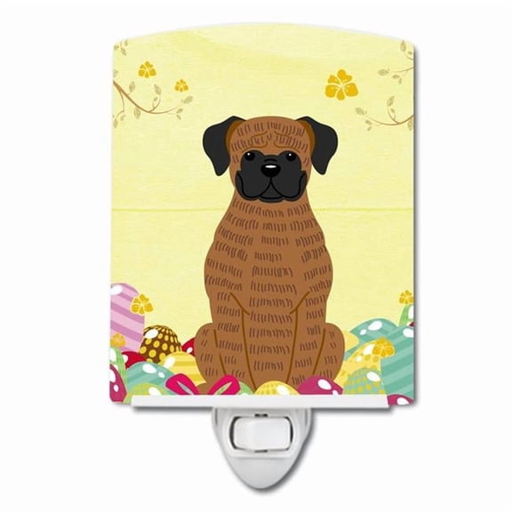 Caroline's Treasures BB6117CNL Easter Eggs Brindle Boxer Ceramic Night Light, 6x4x3", multicolor