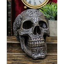 Mesoamerican Maya Aztec Skull Statue 5"Tall Tribal Tattoo Mexica Pantheon Gods