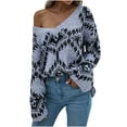 thumbnail image 2 of Fesfesfes Women Sweaters Casual Long Sleeve Loose V-neck Rhombus Pattern Sweater Pullover, 2 of 9