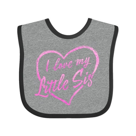 

Inktastic I Love My Little Sis in Pink Chalk Heart Gift Baby Boy or Baby Girl Bib