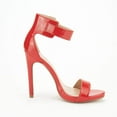 thumbnail image 4 of BURUDANI Women's Ankle Strap Open Toe Stilettos High Heel Sandals Party Dress Red/Pat Size 5, 4 of 4