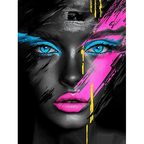 Abstract Makeup Woman Canvas Art Print,Suitable for Living Room,Bedroom,Bathroom,Office,and Hallway Decoration.