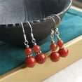 thumbnail image 3 of K-KED Fashion 8-10mm Red Agate Gourd Shaped Eardrops Hook Wedding Classic AAA-Gold, 3 of 9