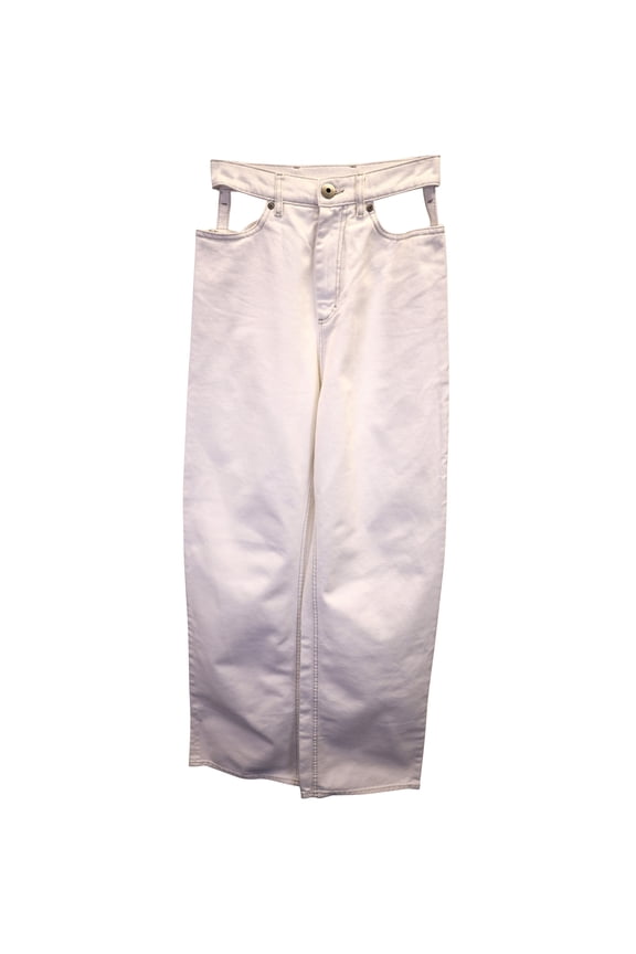 Pre-Owned Maison Margiela Cut Out Pocket Jeans in White Cotton