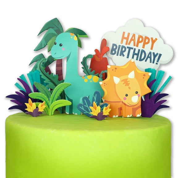 19 pcs Dino Cake Topper for Dinosaur Cake Decorations - Dinosaur Cake Topper for Dino Cake Decorations - Three Rex Cake Topper for Three Rex Birthday Party Decorations