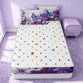 thumbnail image 4 of Erosebridal Cute Butterfly Zipper Full Size Comforter Sets with Fitted Sheet and 2 Pillowcases, Watercolor Daisy Flower Zipper Bedding Set, Polka Dots Reversible, Purple Blue, Polka Dots Reversible, 4 of 7