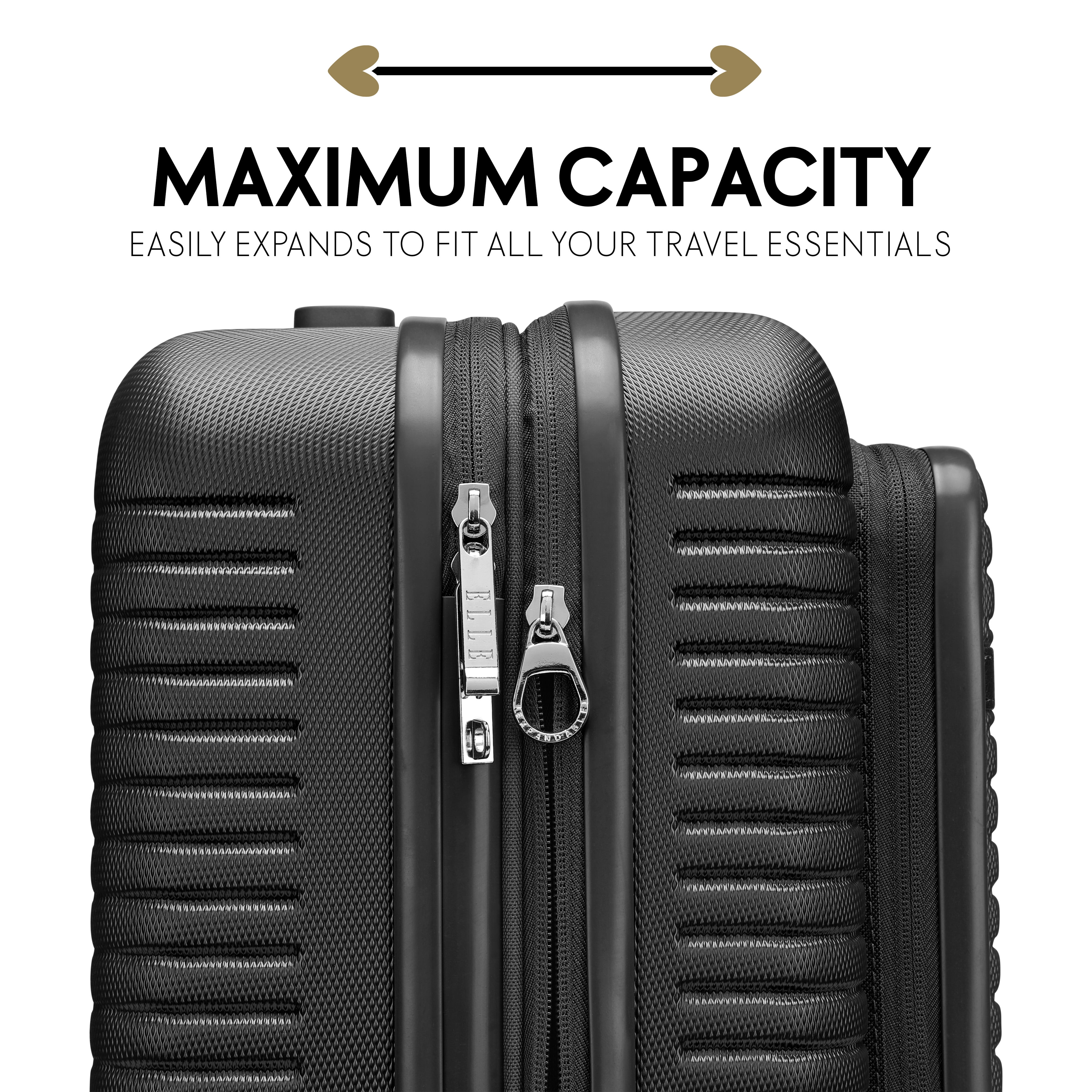 ELLE Escape Expandable Carry-on Suitcase with Front Laptop Pocket | Black