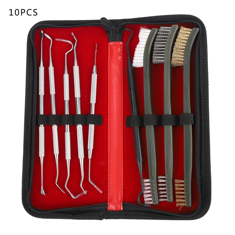 Custom Gun Cleaning Brush and Pick Kit in Zippered Organizer Carry Case 8 Pieces 