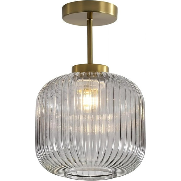 KCO Lighting Smoked Glass Ceiling Light Small Globe Semi Flush Mount Ceiling Light Modern Gold Flush Mount Ceiling Lamp