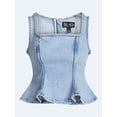 thumbnail image 5 of Devil Wears Prada Scoop Collection Women’s Peplum Hem Denim Top, Sizes 0-22W, 5 of 5