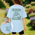 thumbnail image 3 of Girls T Shirts Short Sleeve Round Neck Basic Cute Print Tees Back To School Clothes Casual Preppy School Uniform Tops,Light Blue,8-9 Years, 3 of 7