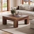 thumbnail image 5 of Tribesigns 39.37" Low Square Coffee Table, Farmhouse Large Tea Accent Table Center Table for Living Room(Dark Brown), 5 of 7