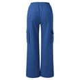 thumbnail image 7 of Petite Cargo Pants For Women High Waisted Trendy Lightweight Joggers Elastic Straight Leg with Pocket Casual Baggy Pants Blue S, 7 of 7