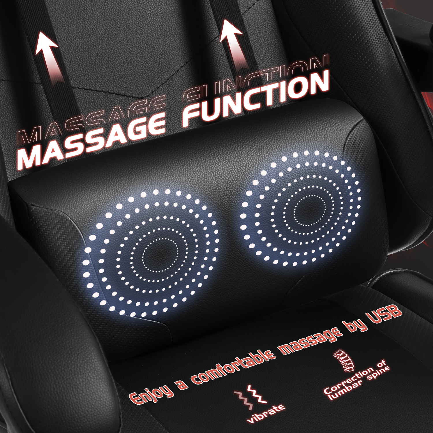 Homall Gaming Chair with Massage and Footrest, Black photo 4