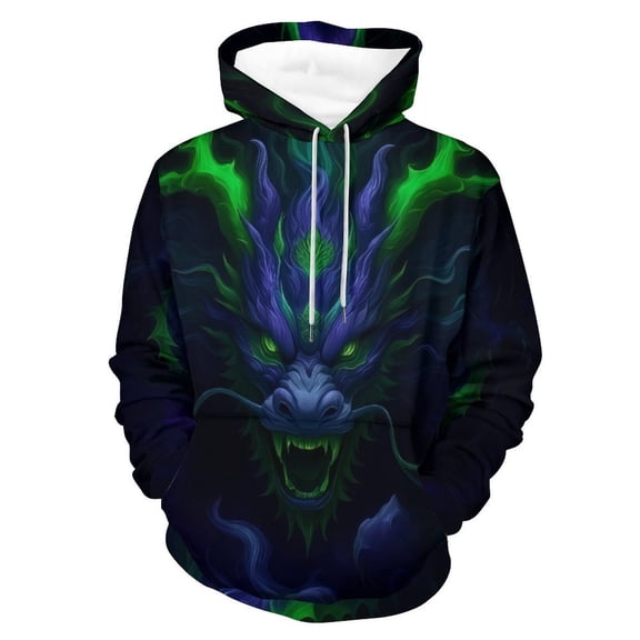 LAOLIUSN Men's Novel Dragon Hoodie 3D Print Graphic Hoodies Casual Cool Sweatshirt Pullover Size S–4XL