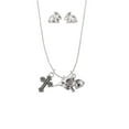 thumbnail image 3 of Silvertone Small 3-D Hummingbird Silver Tone Cross and Bunny Necklace and Earrings Set, 3 of 5