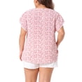 thumbnail image 3 of Agnes Orinda Women's Plus Size Easter Tops Floral V Neck Tulip Short Sleeve Blouses Summer Tunic Tops 1X Pink, 3 of 6