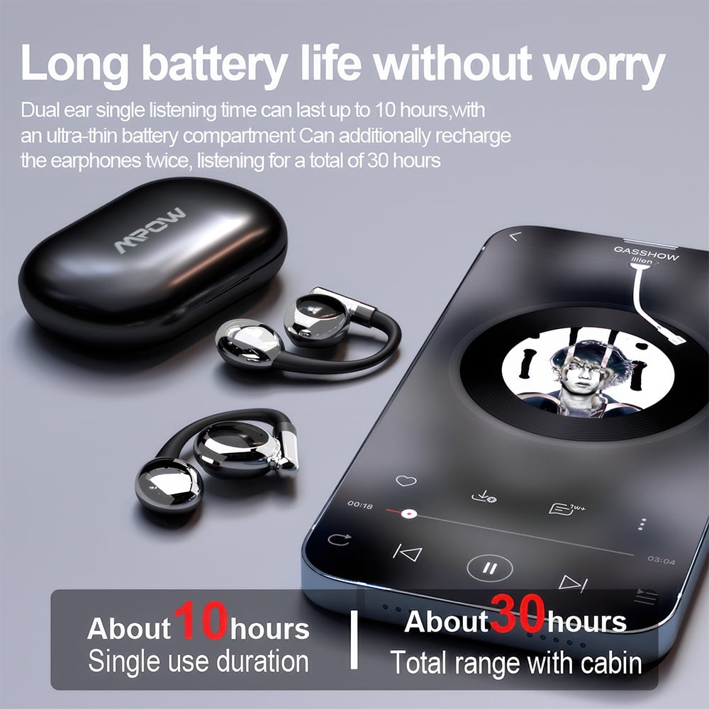 VTIN OWS Open-Ear Bluetooth 5.3 Earbuds - DT6.0 Directional Sound (No Leakage), 360° Dolby Panoramic Audio, 48H Battery + Digital Display, Touch Control & Airbag Silicone Ear Hooks