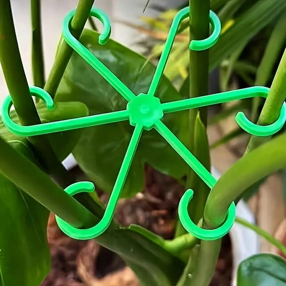 4-Pack Green Adjustable Plant Stem Clips with Multi-Angle Snap-On Design – Flexible Green Supports for Indoor & Outdoor Vines, Seedlings, Houseplants, Garden Plants