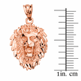 thumbnail image 2 of Solid Gold Diamond Cut Roaring Lion Head (14K Rose Gold, Pendant with 18" chain), 2 of 2