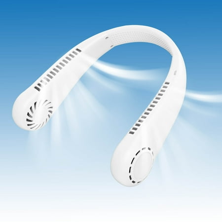 

2023 Essentials Portable Fan Leaf Less Neck Hanging Fan 3 Speeds Adjustment Cool Outdoor USB Charging Portable Folding Lazy Neck Hanging Fan For Outdoor Indoor
