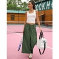 thumbnail image 2 of Lentta Womens Loose Wide Leg Track Pants Drawstring Pockets Elastic Waist Capri Hiking Pants, 2 of 7