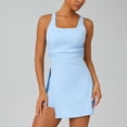 thumbnail image 7 of Kvture Womens Tennis Dress Built in Shorts Square Neck Sleeveless Workout Athletic Mini Skort Dress Golf Summer Outfits Blue, 7 of 7