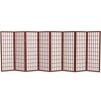 Red Lantern 4 ft. Short Window Pane Shoji Screen - Rosewood - 8 Panels