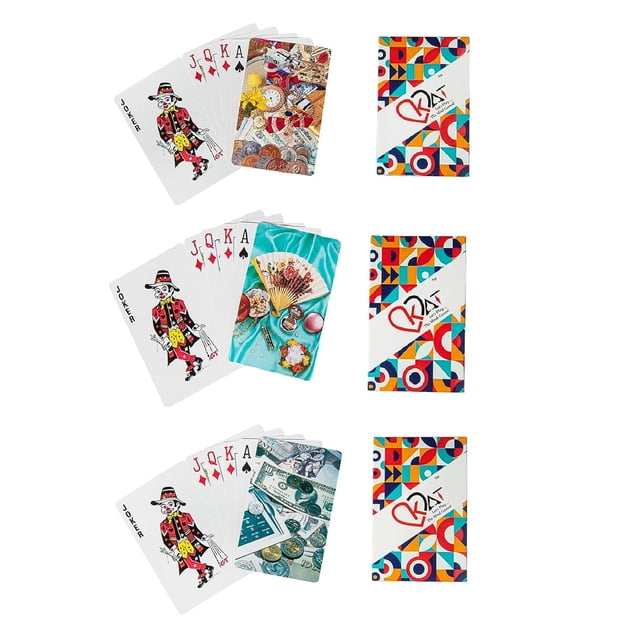 Kat Let’S Play 3 Piece Plastic Coated Playing Cards For Adults - Multicolour Pack Premium Art Card Paper Decks For Bridge Rummy Poker Diwali Taash Game Nights Party & Fun Design B D A