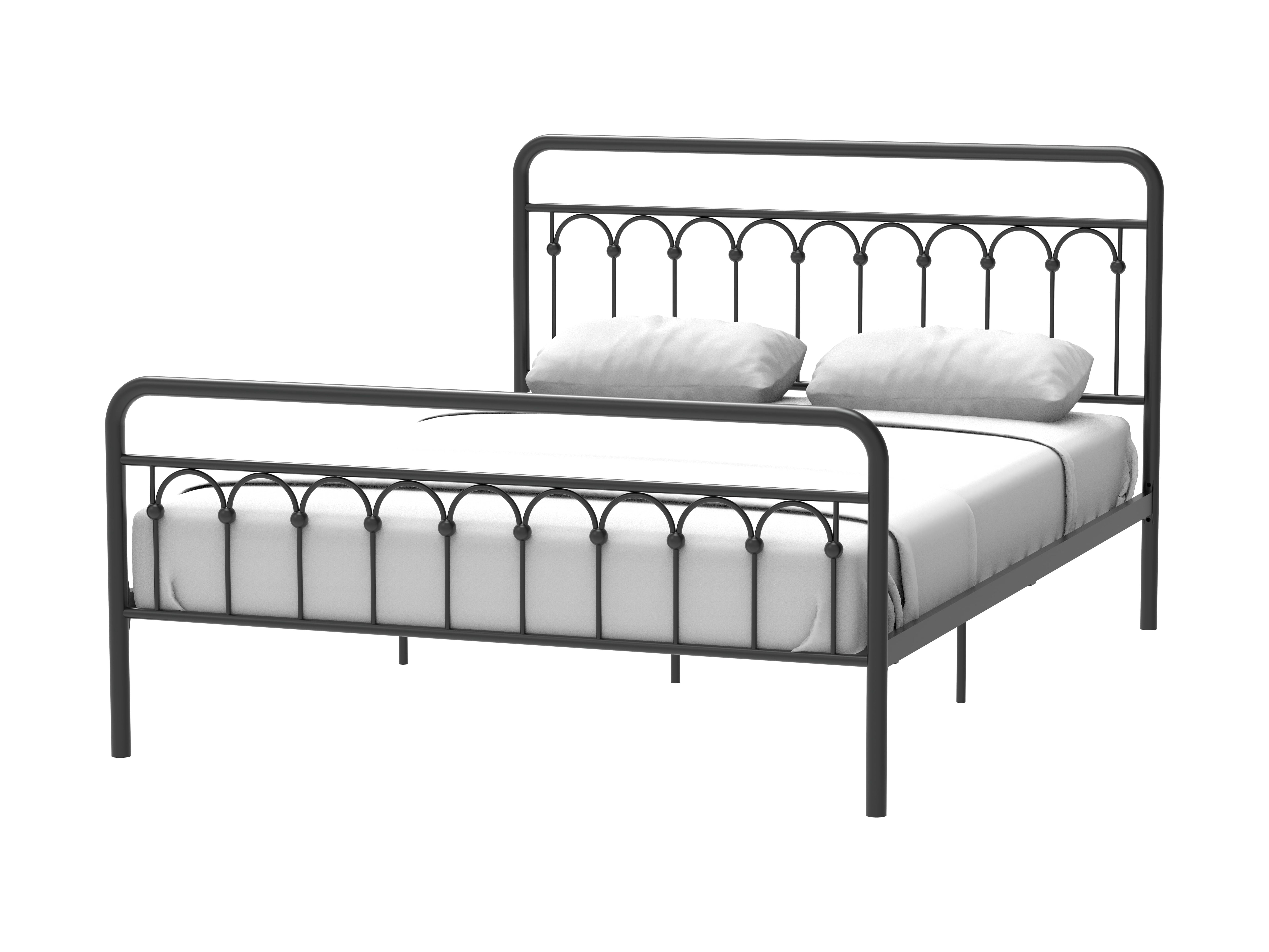 Euroco Metal Queen Size Platform Bed with Headboard and Footboard, Antique Brown