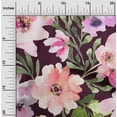 thumbnail image 1 of oneOone Cotton Silk Fabric Watercolor Leaves & Peony Floral_Printed Craft Fabric BTY 42 Inch Wide, 1 of 4