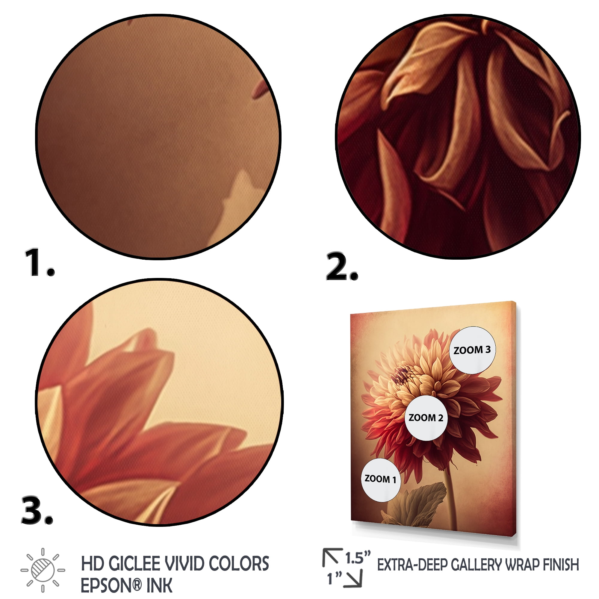 Designart Orange Dahlia Flower VI Canvas Wall Art