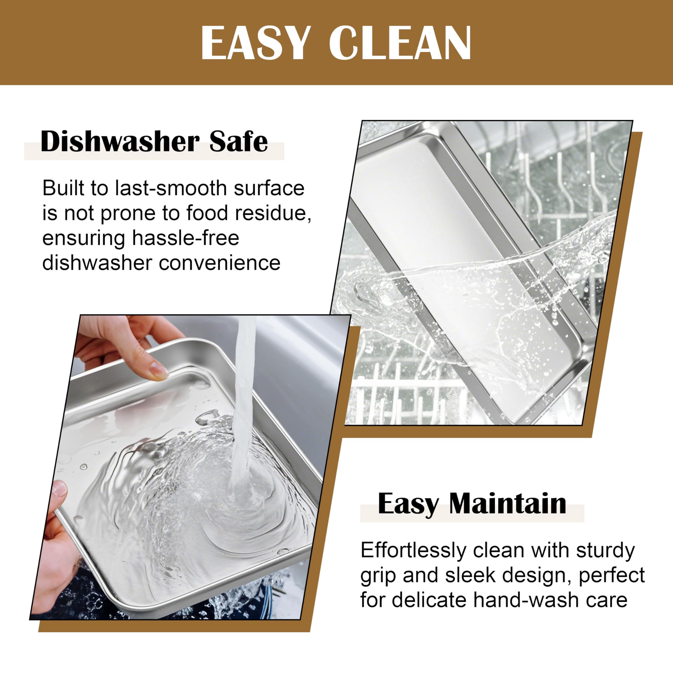 Baking Sheet Set with Wire Racks, Stainless Steel, 2 Pans + 2 Racks, 12.4''x9.7''