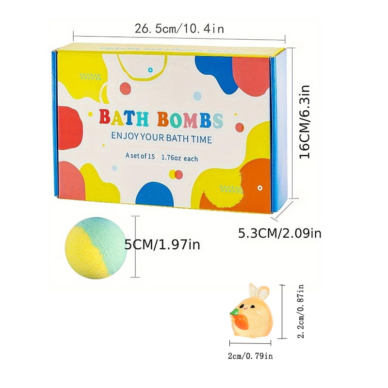 Vremou Bath Bombs for Kids, 15pcs Kids Bubble Bath with Surprise Toys Inside, Kids Friendly & Non-Toxic Fizzy for Girls Boys, Perfect Birthday Gift