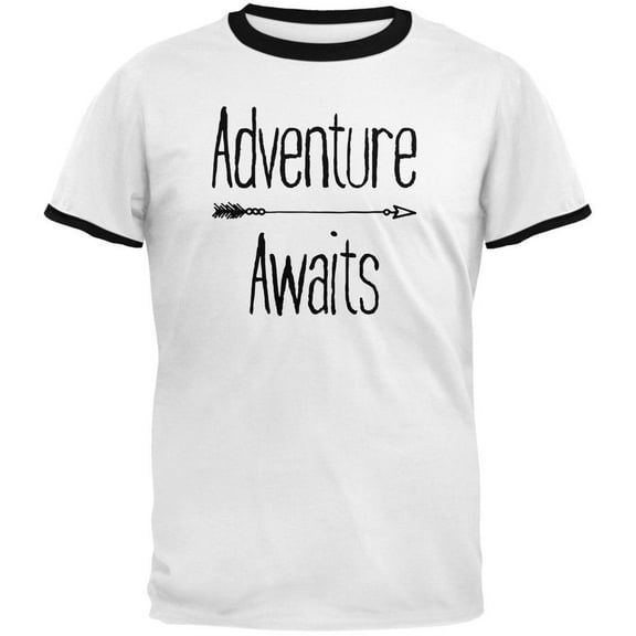 Adventure Awaits Native Arrow White/Black Men's Ringer T-Shirt - X-Large