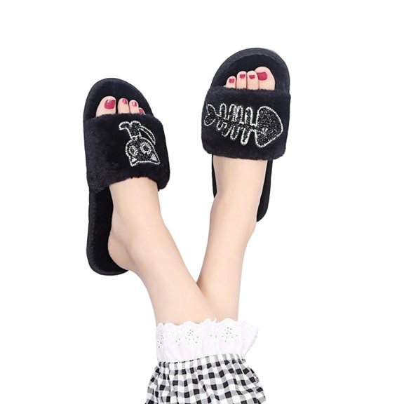 KEVCHE Womens Fuzzy Slippers , Warm Fur Lining and Non-Slip Rubber Sole , Indoor Outdoor House Shoes