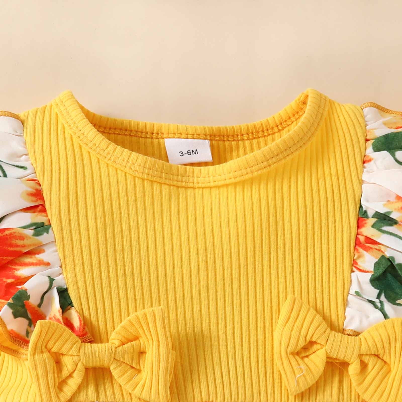 jovati Baby Girl Clothes 3 6 Months 0 18M Toddler Baby Girls Little Flying Sleeves Lace Sleeveless Bowtie Sunflower Romper Dress Hairband Baby Girl