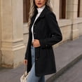 thumbnail image 6 of Edvintorg Womens Trench Coat Solid Color Long Sleeve Loose Long Jacket Turndown Collar Casual Button Down Outerwear with Pocket Woman Clothes Black S-2XL, 6 of 7