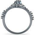 thumbnail image 6 of Marquise Halo Beaded Ring Aquamarine Cubic Zirconia Black Tone 925 Sterling Silver, Size 7, 6 of 7