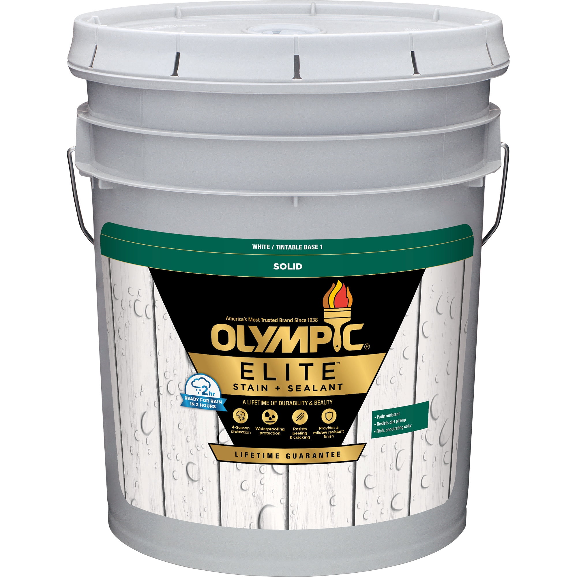 Olympic Elite 5 Gallons SC-1078 Snowflake Solid Advanced Exterior Stain and Sealer in One