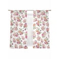 thumbnail image 2 of Pink Ombre Spring Floral Semi Sheer Curtains 72 Inch Length 2 Panels Set, Summer Flowers Botanical Sheer Kitchen Curtain Privacy Voile Window Curtain for Living Room Bedroom Rod Pocket Drapes, 2 of 7